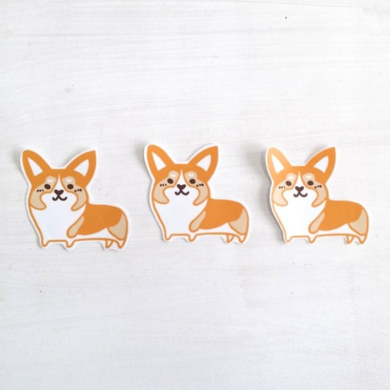 Funny stickers everywhere waterproof stickers - Corgi dogs - สติกเกอร์ - วัสดุกันนำ้ สีส้ม