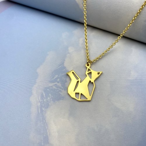Origami Fox Necklace, Fox jewelry, animal necklace, Fox gift