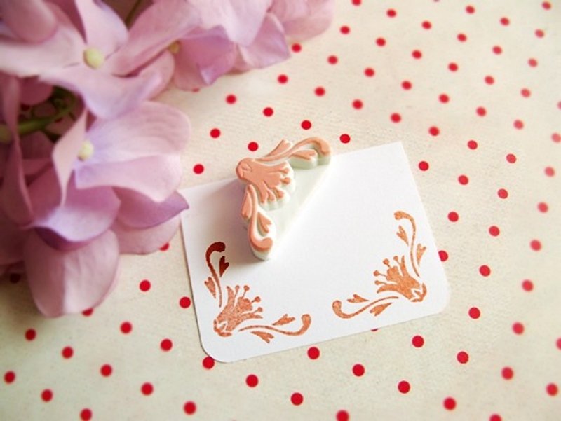 Apu handmade chapter practical tulip corner flower stamp hand account stamp - ตราปั๊ม/สแตมป์/หมึก - ยาง 