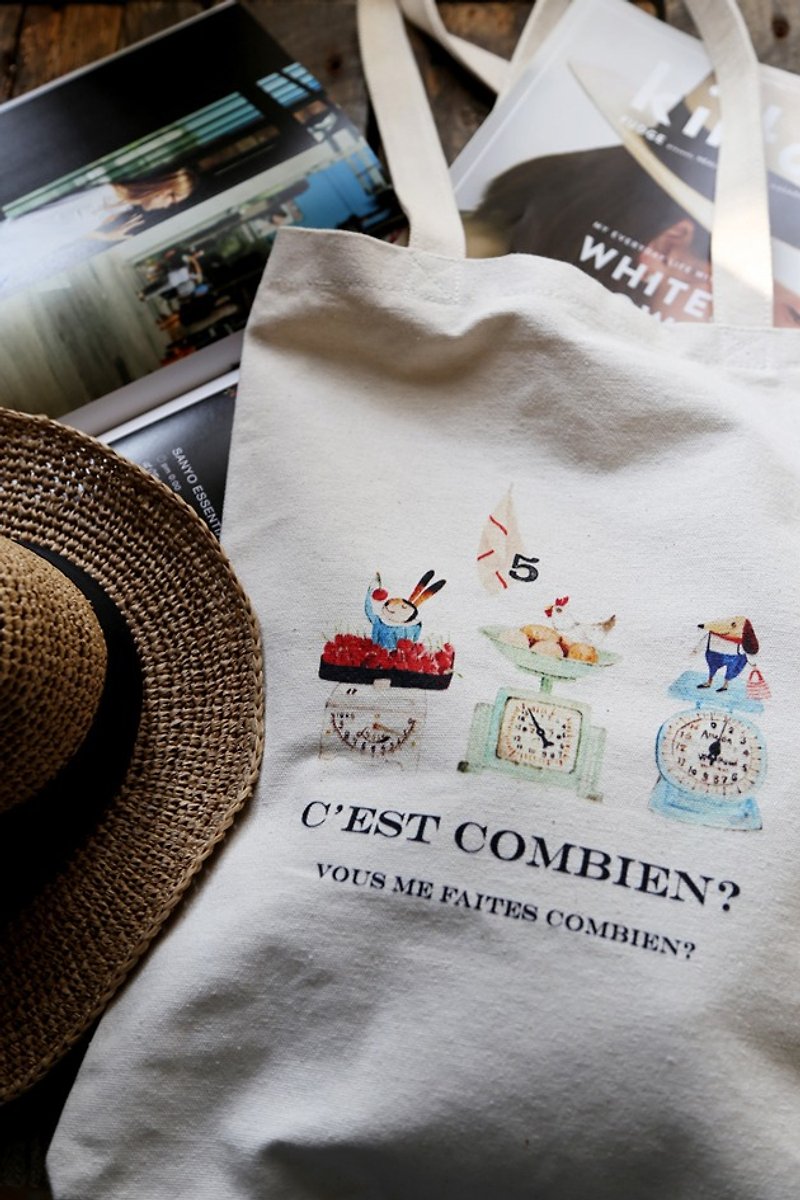How much is C'est combien? Eco-friendly linen shopping bag - Messenger Bags & Sling Bags - Cotton & Hemp 