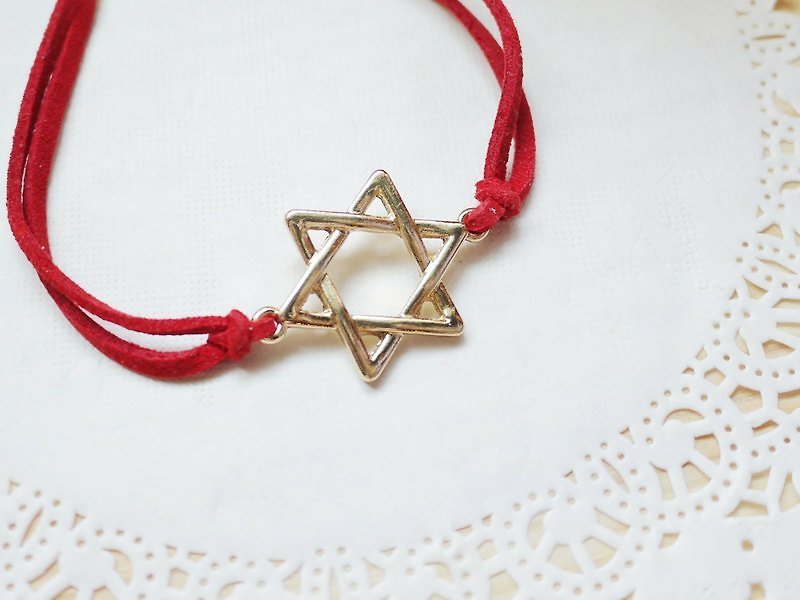 Paris. Handmade happiness. ZAKKA. Simple mystery hexagram.麡 leather bracelet - Bracelets - Other Metals Multicolor