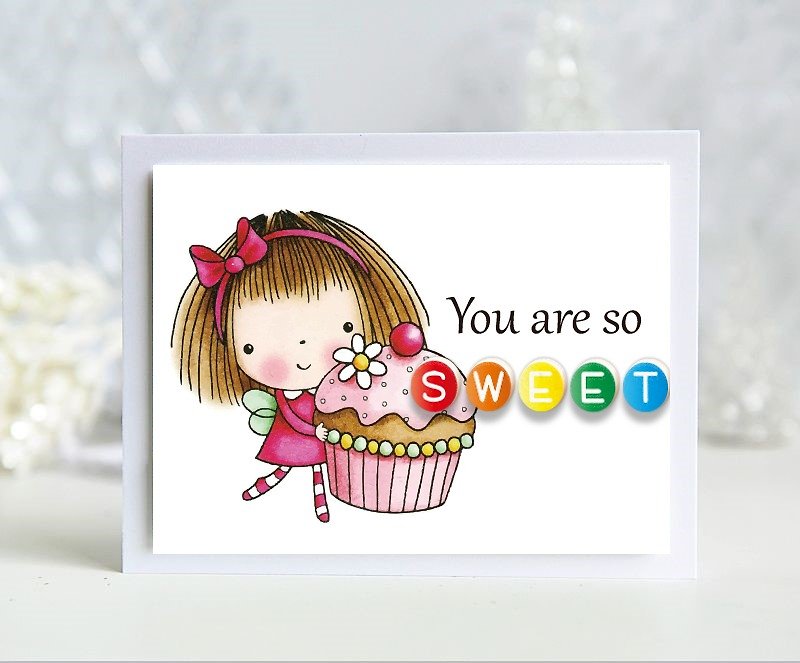 3 You are so sweet-purpose greeting card / birthday also applicable / English handmade cards - Cards & Postcards - Paper Multicolor
