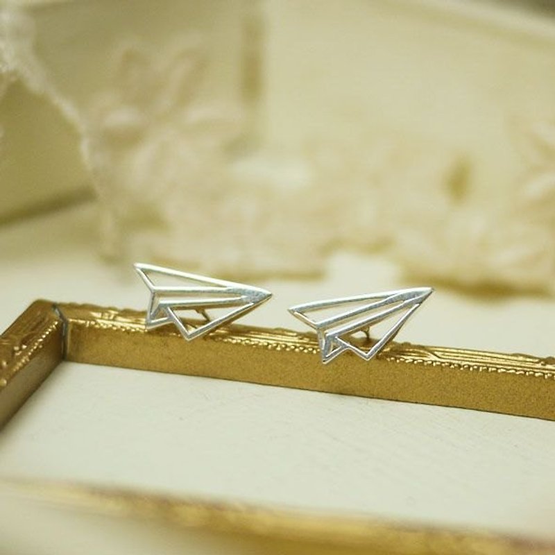 Georgia Tsao // paper airplane sterling silver (one pair) - Earrings & Clip-ons - Other Metals Gray