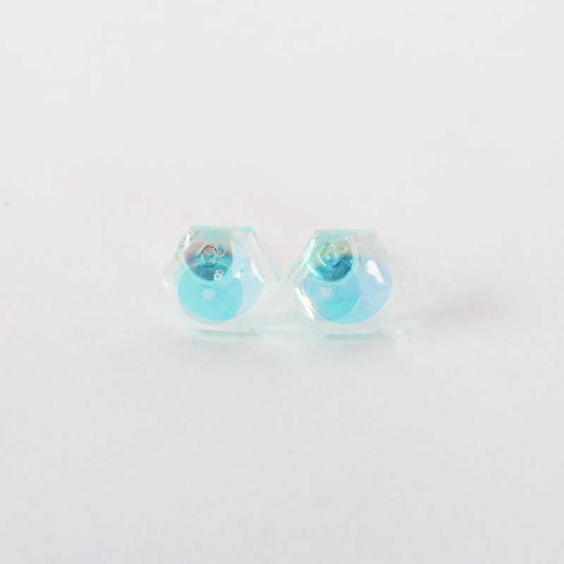 bubble earrings (mini hexagon) - ピアス・イヤリング - アクリル 透明