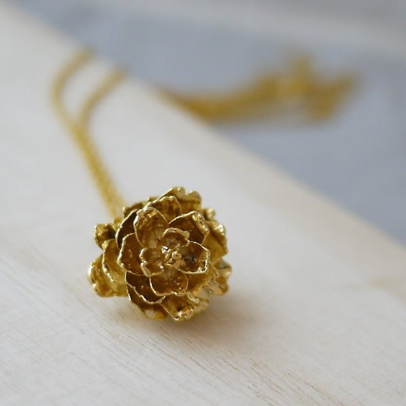[金夏琳‧ jewelry] gold pine cone necklace gold - สร้อยคอ - โลหะ 