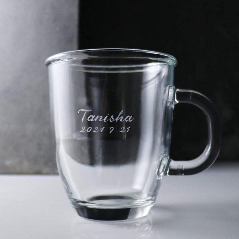 445cc [customized glass] lettering mug birthday custom gift - Mugs - Glass Brown
