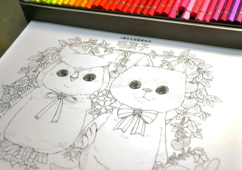 Mr. L Nose / Mao Haizi coloring ONLINE coloring books this _ adults _ _ animals _ cat owl*ONLINE The Pre* - หนังสือซีน - กระดาษ 