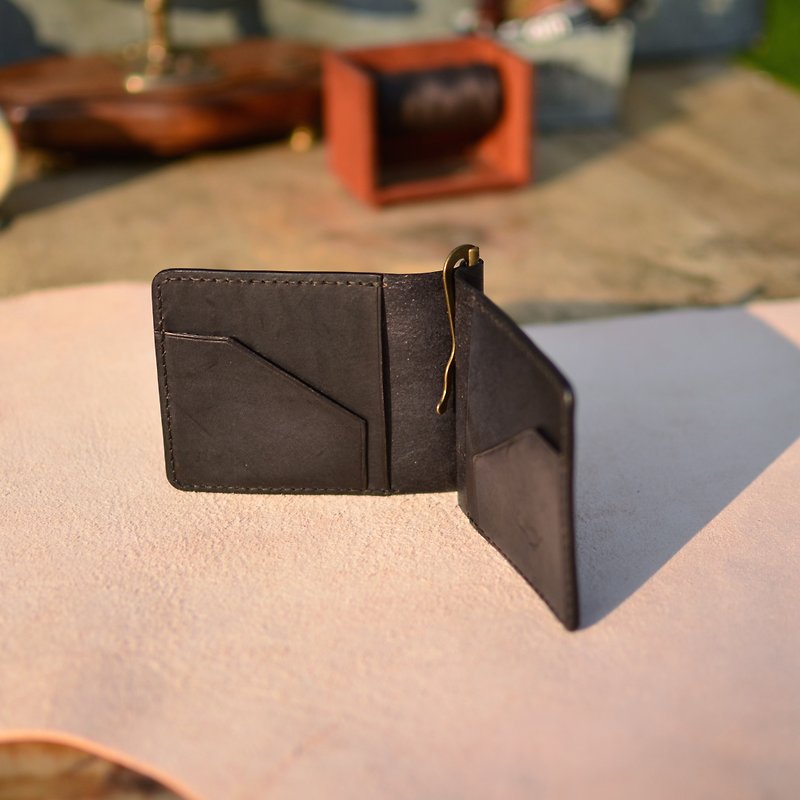 HIKER Leather Studio // Money clip_Black color - Wallets - Genuine Leather Black