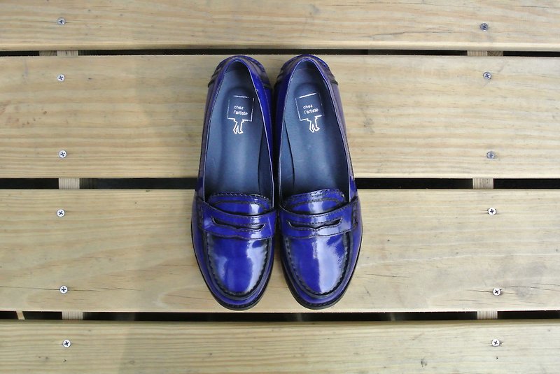 Paintings # 926 # Loafers Lazy Hampton Vacations Without a Boyfriend / Violet Band Blue - Women's Oxford Shoes - Genuine Leather Multicolor