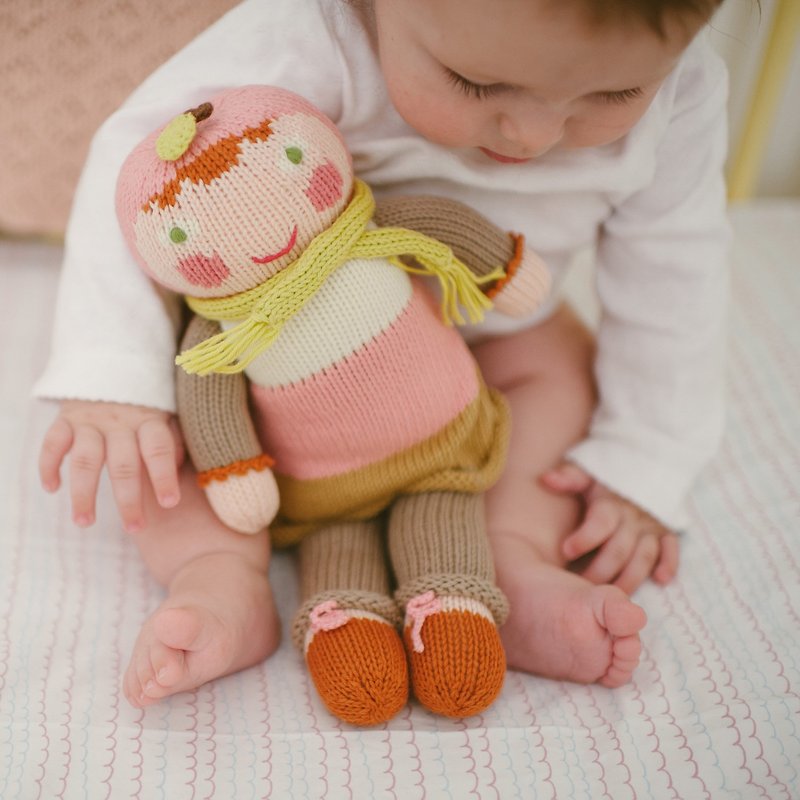 美國 Blabla Kids | 純棉針織娃娃(小隻) - 害羞粉紅蘋果 B21040150 - 寶寶/兒童玩具/玩偶 - 棉．麻 粉紅色