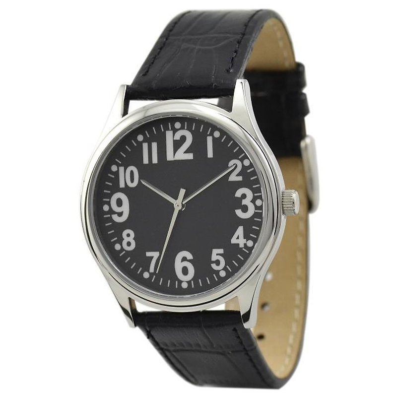 休閒手錶(黑色) - 腕時計 ユニセックス - 金属 ブラック