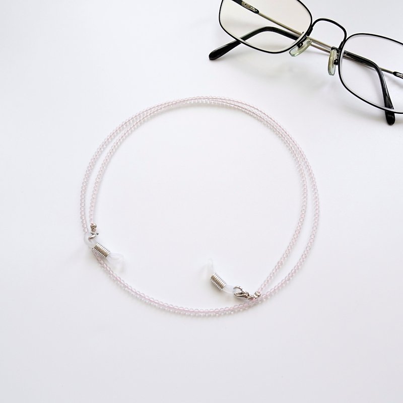 Rose Quartz Beaded Eyeglasses Holder Chain - Gift for Mom & Dad - สร้อยคอ - คริสตัล สึชมพู