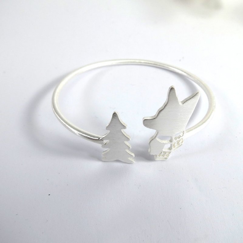Fox with tree bracelet - Bracelets - Other Metals Gray