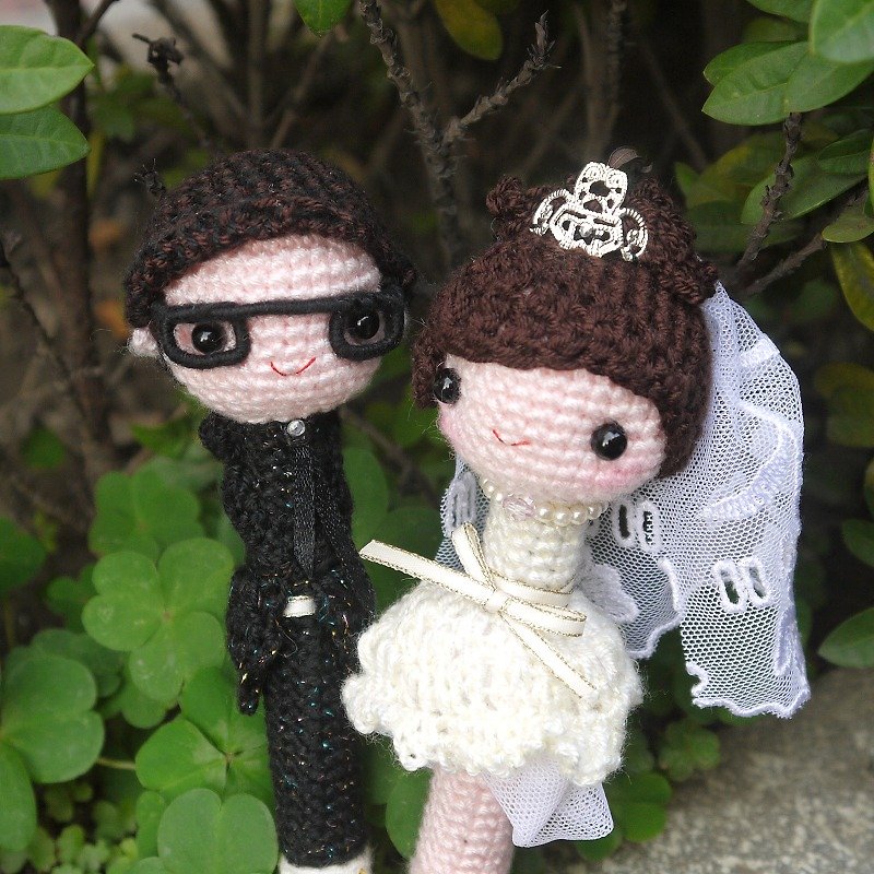 "Hand-made Woolen Yarn" Wedding Style Signature Pen ♥ Ｑ Baby Western-style Yarn ♥ - Stuffed Dolls & Figurines - Other Materials Black