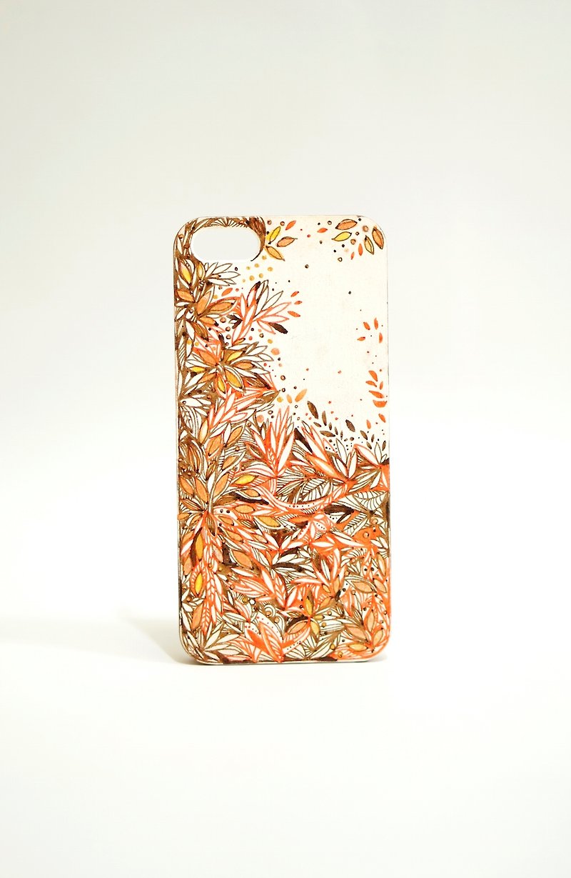 [Leaves are tired of the butterfly] hand-painted series iPhone phone shell - Phone Cases - Plastic Brown