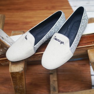 [M.Shoes. Take another step. 】 French fashion stitching Loafers - Shining Silver (22)