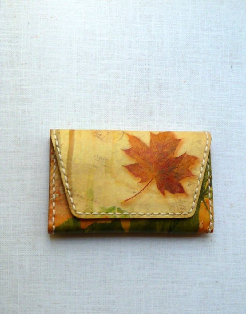Hand-stitched leather business card holder - แฟ้ม - หนังแท้ 
