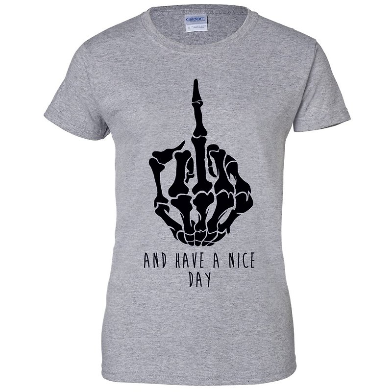 AND HAVE A NICE DAY ガールズ半袖 Tシャツ-2色 Wenqing Art Design Fashionable Text Fashion - Tシャツ - その他の素材 多色