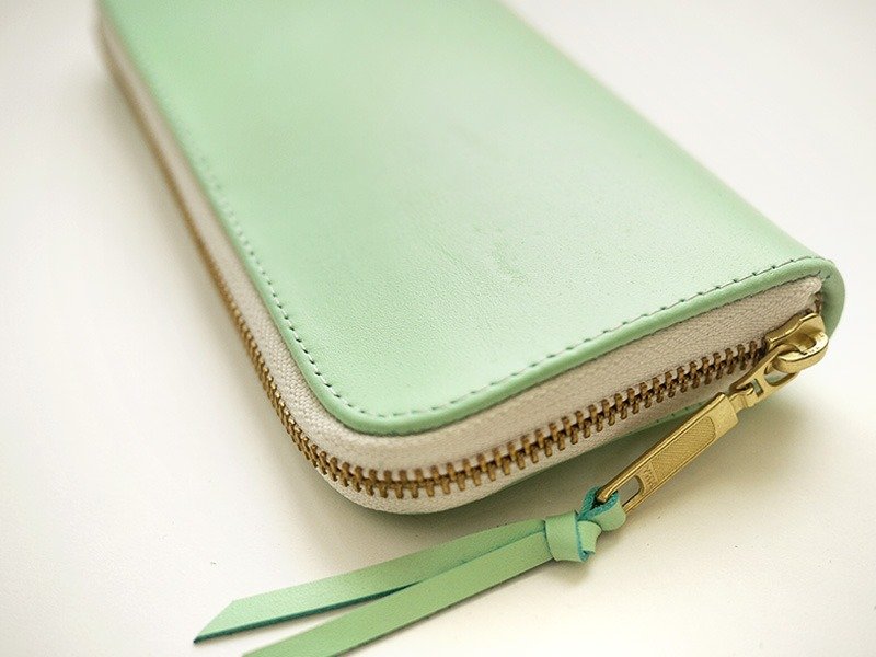 Cool summer green. Long leather folder / wallet / purse / purse - Wallets - Genuine Leather Green