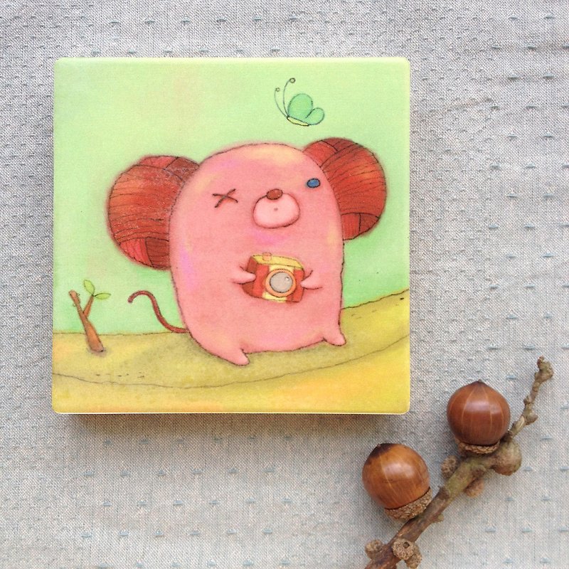 Five suction side wings ceramic coasters. Eyed rat - Coasters - Other Materials 