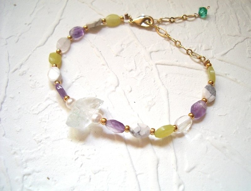 Fresh lemon cut Gemstone bracelet - Bracelets - Other Materials Multicolor