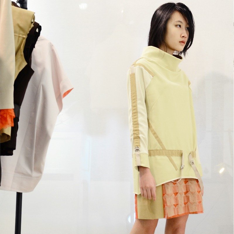COME BACK SOON 城市動感長身針織套頭衛衣(香港設計品牌) - 毛衣/針織衫 - 其他材質 黃色