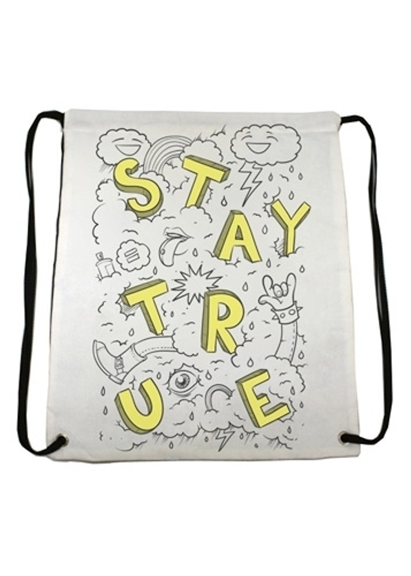 stay true Wonder handmade canvas pouch - Drawstring Bags - Other Materials White
