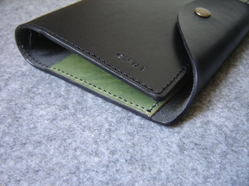 Loose-leaf notebook curved superstructure Bronze buckle Personalized Black + Green - สมุดบันทึก/สมุดปฏิทิน - หนังแท้ หลากหลายสี