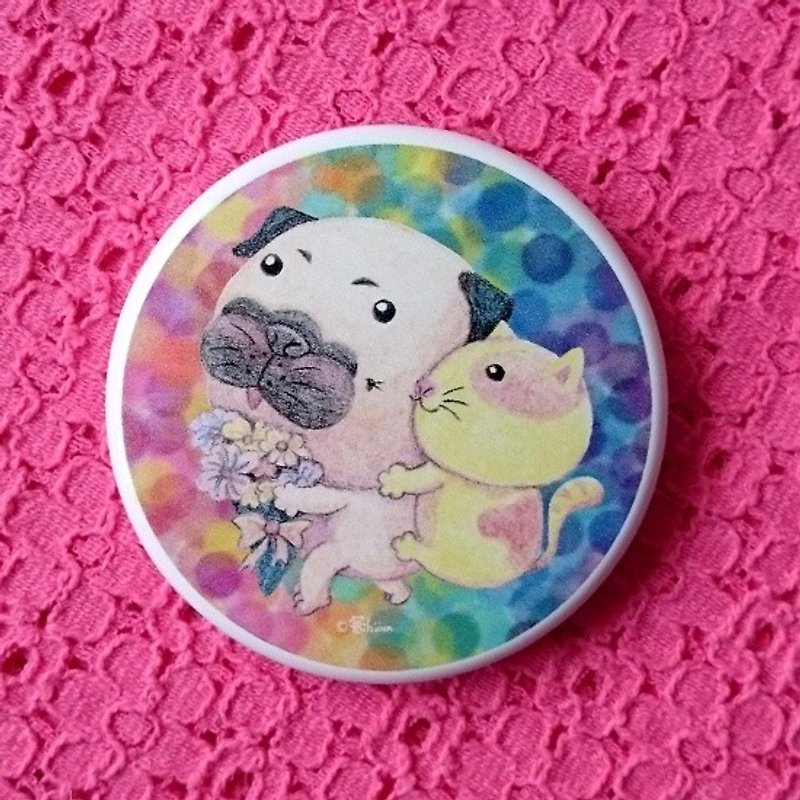 Pug Pocket Mirror-Carrying Your Love With Me - Makeup Brushes - Plastic White