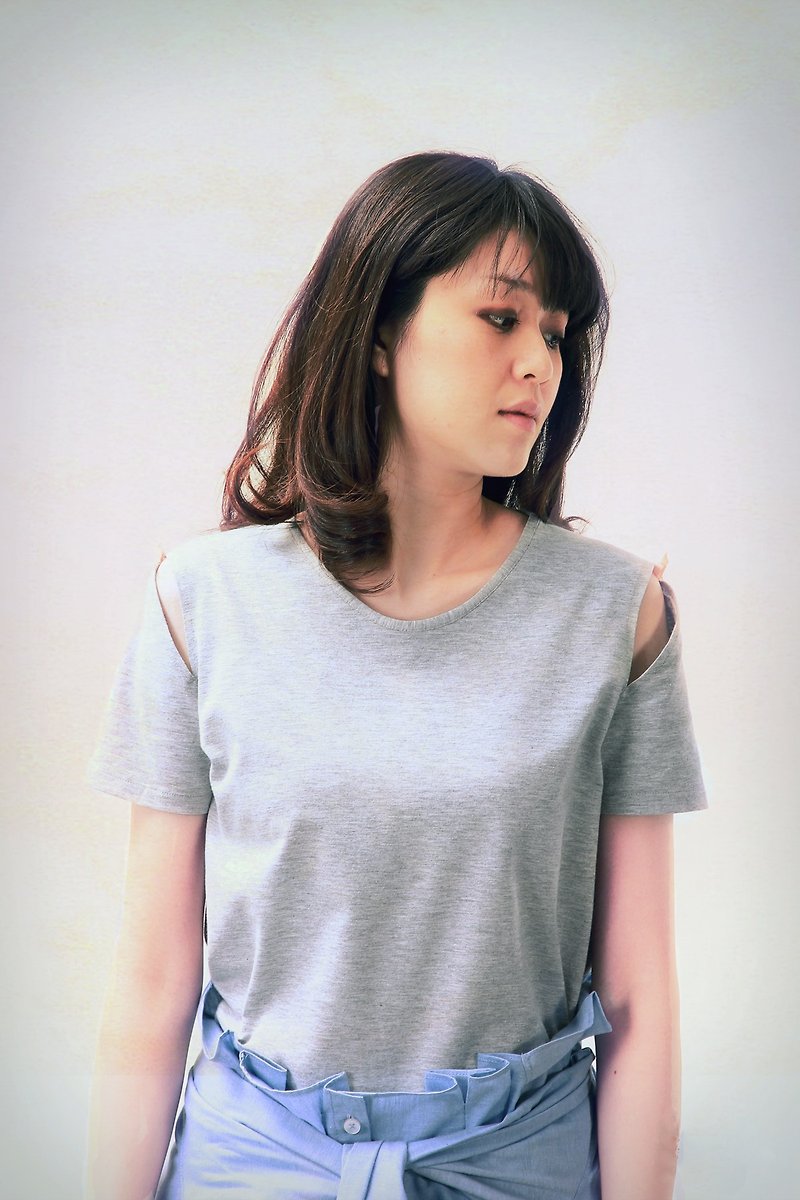 Permian Slit Top - Women's T-Shirts - Cotton & Hemp Gray