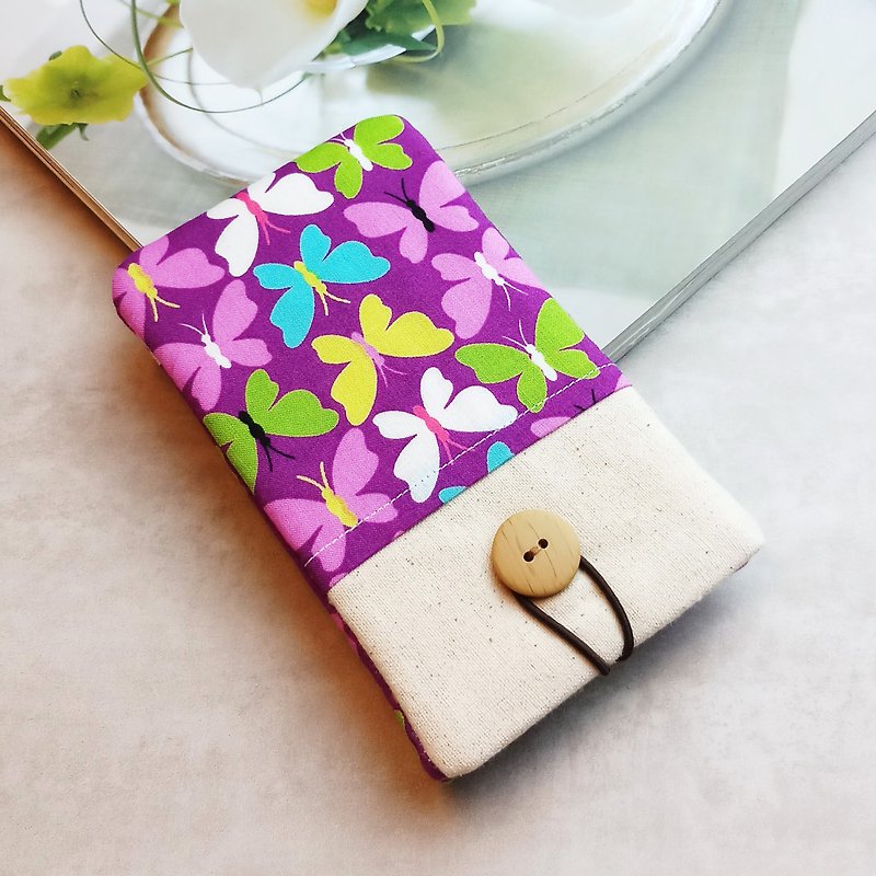 Customized phone bag, mobile phone bag, mobile phone protective cloth cover-Butterfly (P-73) - Phone Cases - Cotton & Hemp Multicolor