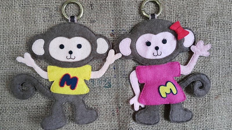 Mini bear hand made cute の mischievous small monkey monkey copper ring strap male. - Other - Other Materials 