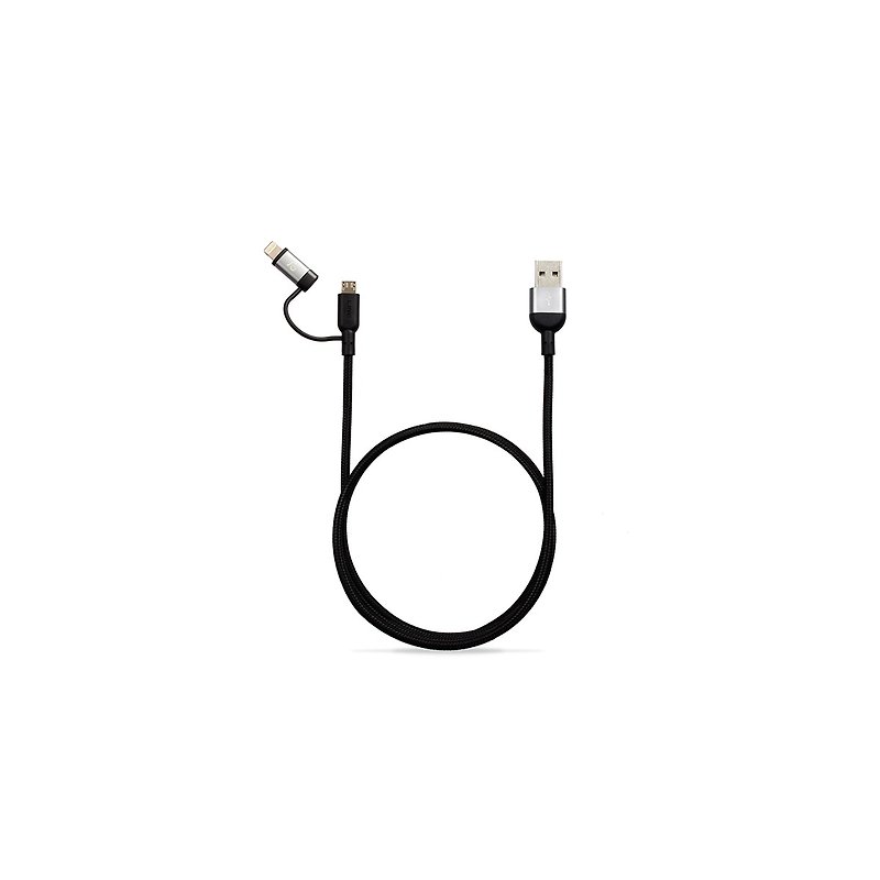 Peak II Duo double metal braided wire 1.2M gray 4714781446105 - Chargers & Cables - Other Metals Black