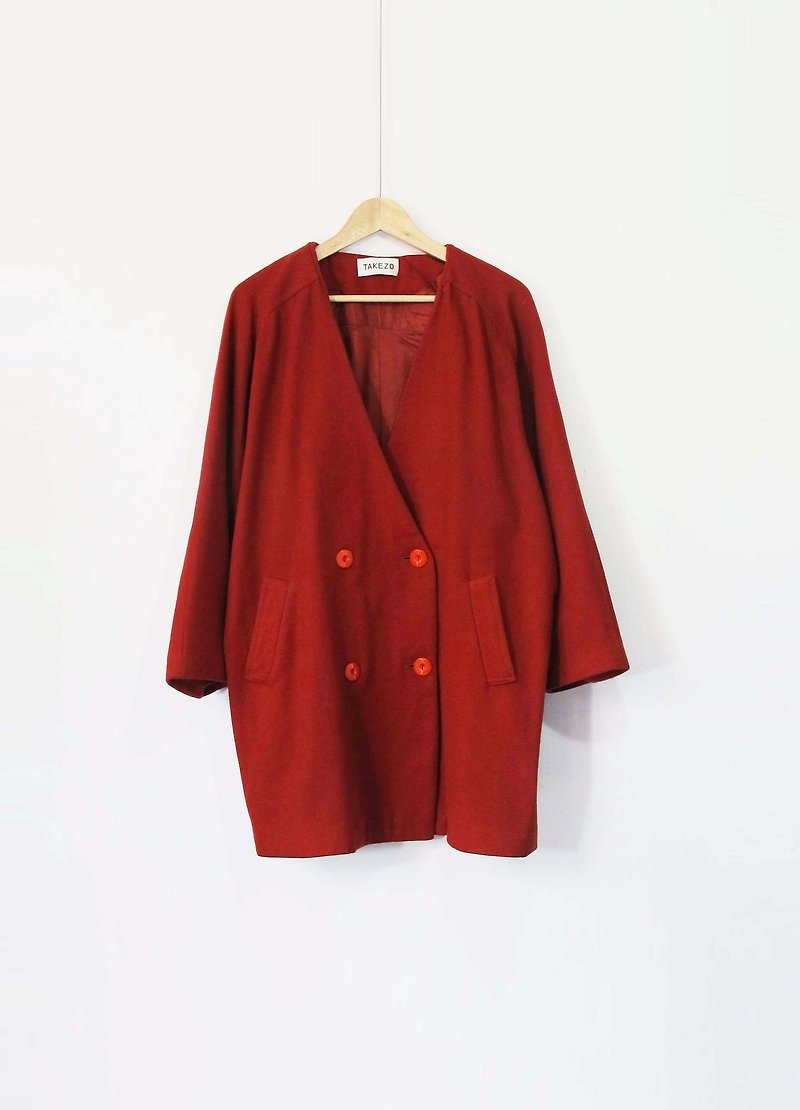 Wahr_ orange wool coat - Women's Casual & Functional Jackets - Other Materials Red