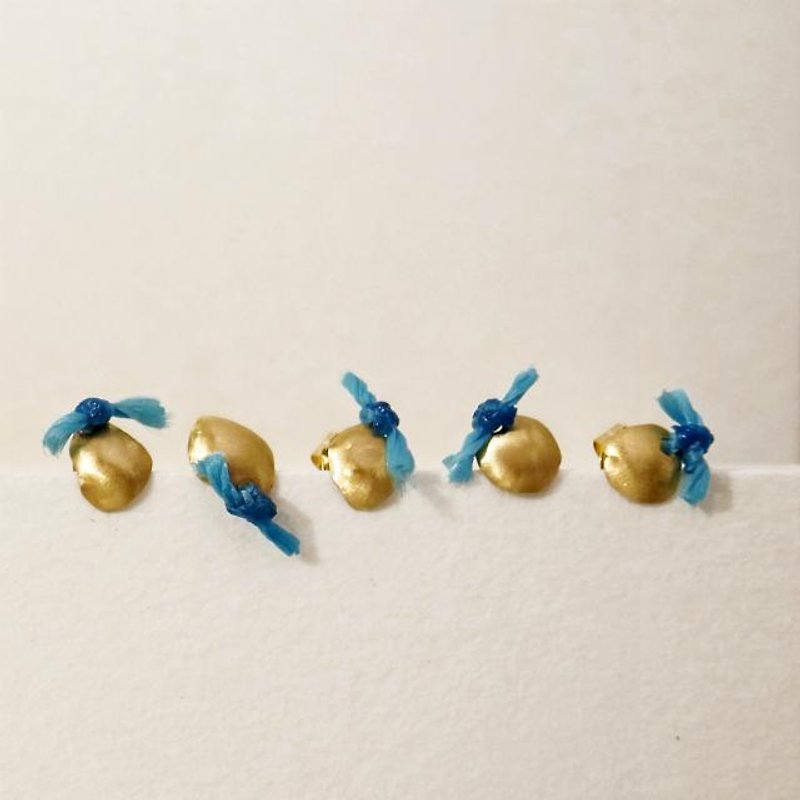 18K Gold Stud Earrings (SS) Blue Single Item Ladies Minimalist - ต่างหู - เครื่องประดับ สีทอง