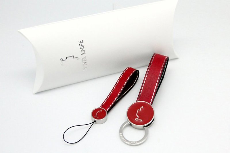 Simple hand-dyed leather strap gift keychain + - พวงกุญแจ - หนังแท้ 