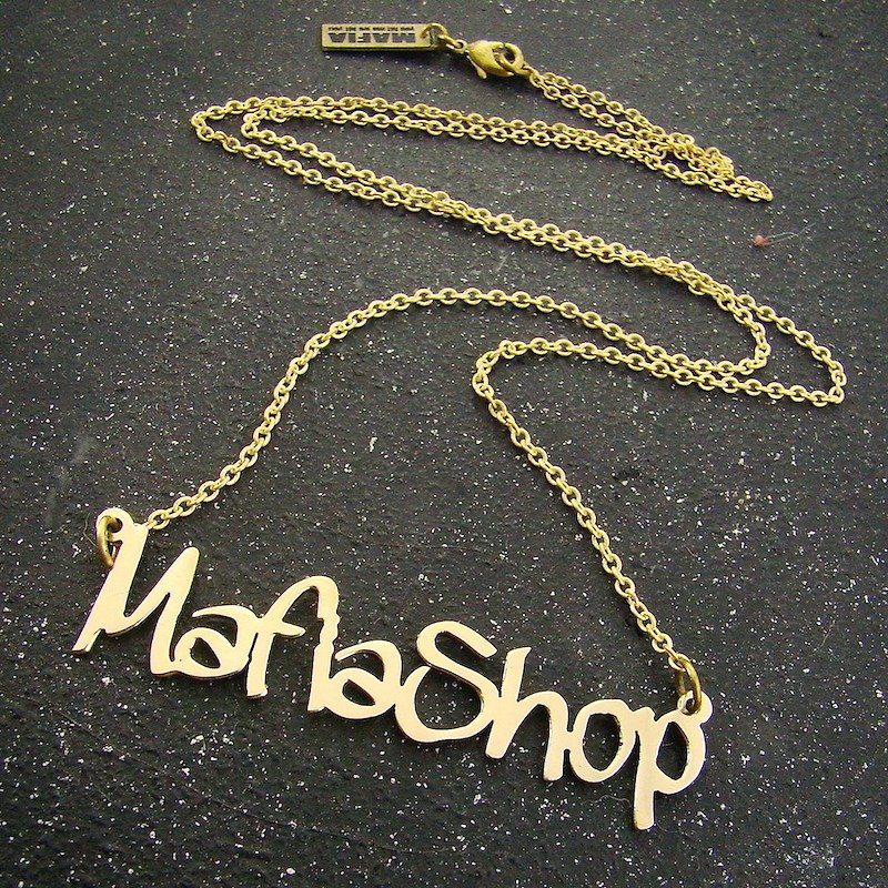 Graffiti font style Personal nameplate necklace in brass - Other - Other Metals 