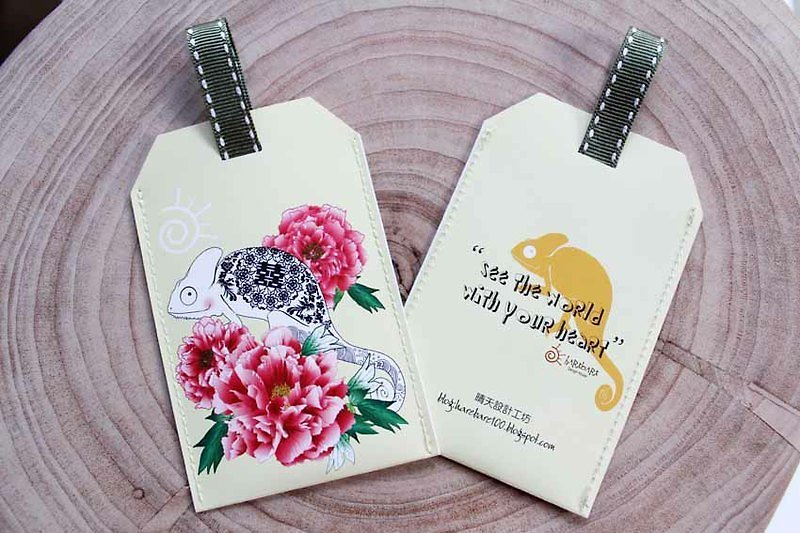 Stored value card set: Chameleon-Chinese style (peony/囍 character) - ID & Badge Holders - Paper Pink
