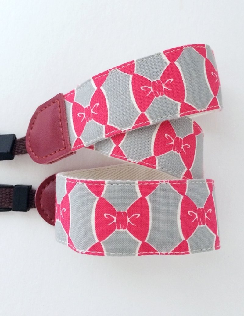 Red bow camera strap - Camera Straps & Stands - Cotton & Hemp Red