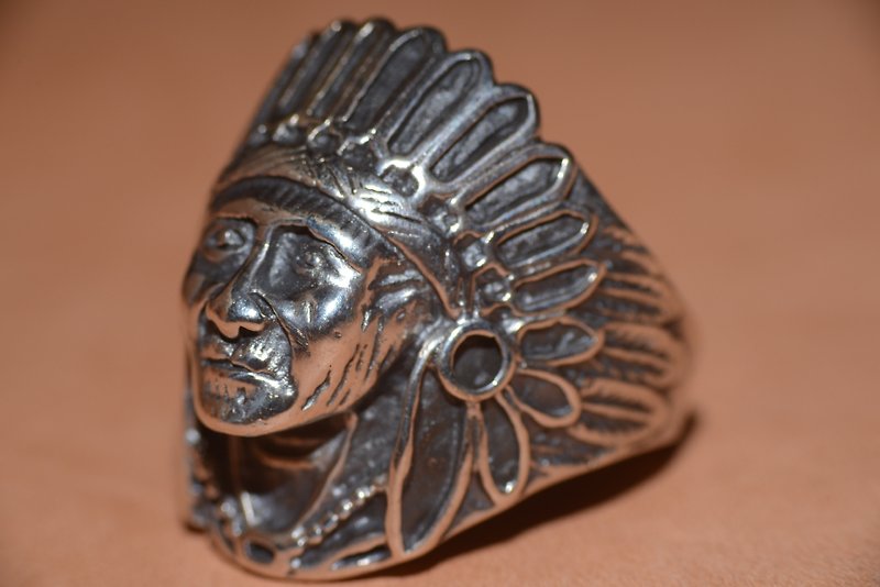 NAVAJO sterling silver ring Indian head, hippie, thunder, heavy machine, American, Indian - แหวนทั่วไป - โลหะ สีเงิน