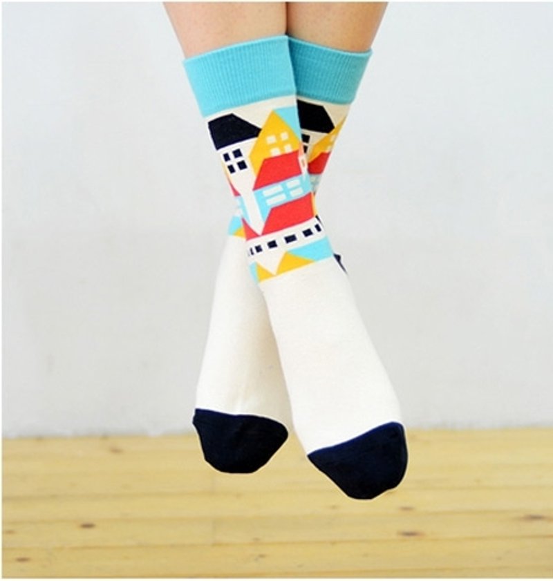 Dessin x Jamstudio-openroom playful socks -housetop, JSD76120 - ถุงเท้า - วัสดุอื่นๆ หลากหลายสี