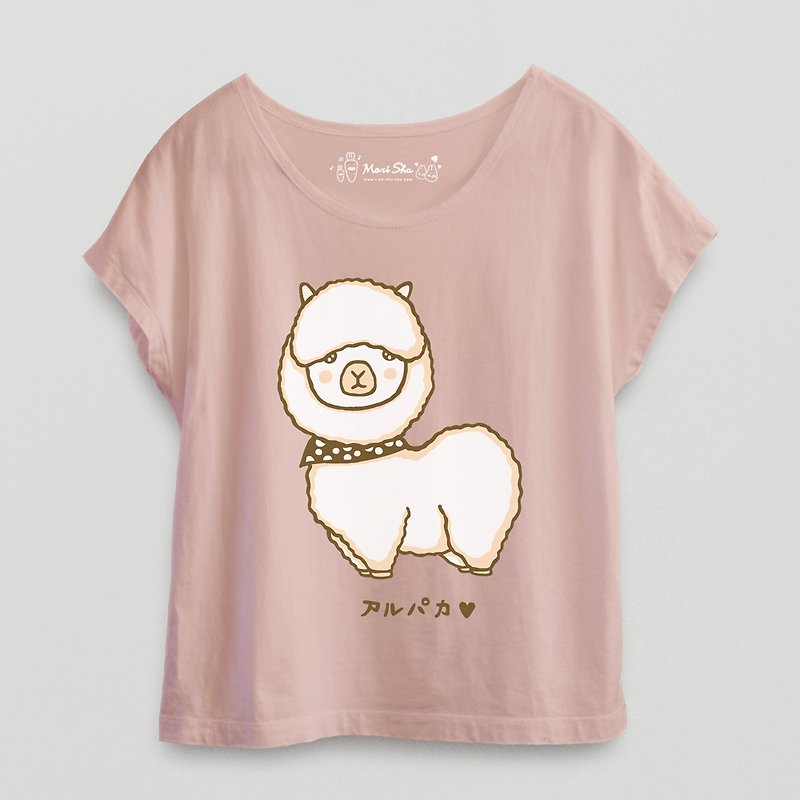 Alpaca girl tearful T-shirt - Women's Shorts - Cotton & Hemp Pink