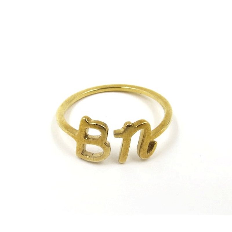 客製化飾物戒指  - 三維打印 x Initials Ring x 個人化 - 戒指 - 其他金屬 金色