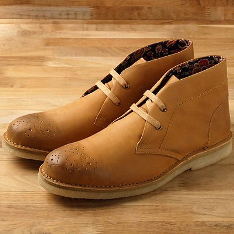 其他材質 男款休閒鞋 咖啡色 - Vanger 優雅美型‧恣興風格雕花生膠短靴║Va115棕