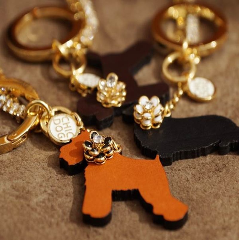 [CHIC DOG] cow leather Strap (Black) - Charms - Genuine Leather Black