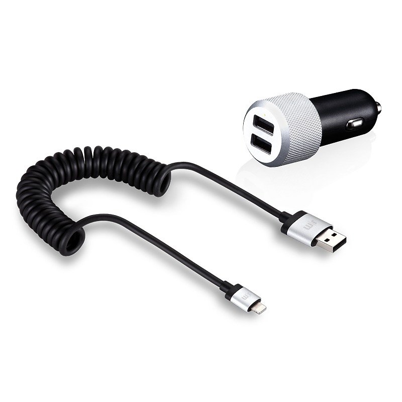 Just Mobile Highway Max Car Charger with Lightning Cable - ที่ชาร์จ - โลหะ ขาว