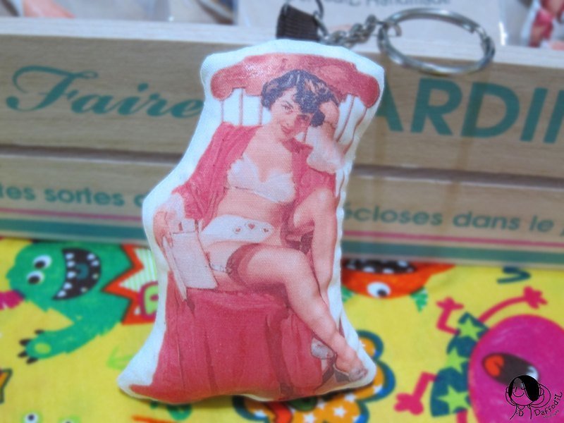 Hand made retro pinup girl charm - Charms - Other Materials Pink
