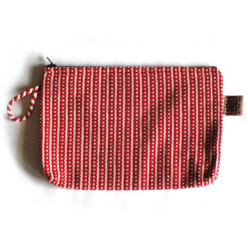 Cotton hand woven atita waterproof bag - Zhanxi - กระเป๋าเครื่องสำอาง - ผ้าฝ้าย/ผ้าลินิน สีแดง