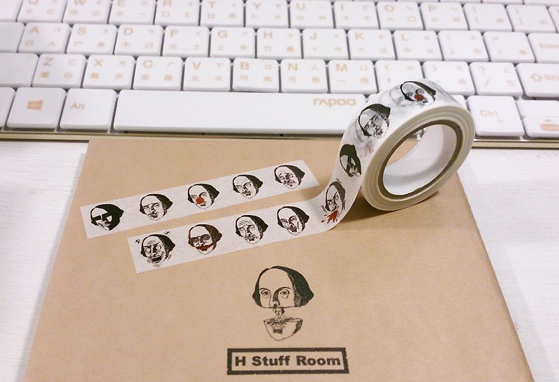 【Mr. Shakespeare Funny Painting Group】Paper tape - Washi Tape - Paper White