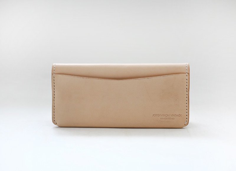 joydivision vintage handmade leather multi-card slot retro custom long wallet original color - Wallets - Genuine Leather White